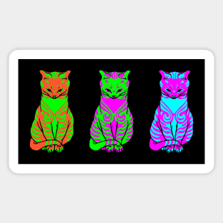 Classic Art Revisited: Three bright cats all in a row Sticker